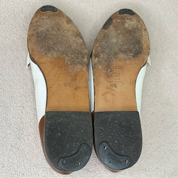 Vintage Bertie Leather Bow Flats Loafers-Cream/Brown-Women’s 7-Vtg-Retro-Classic - Picture 12 of 13